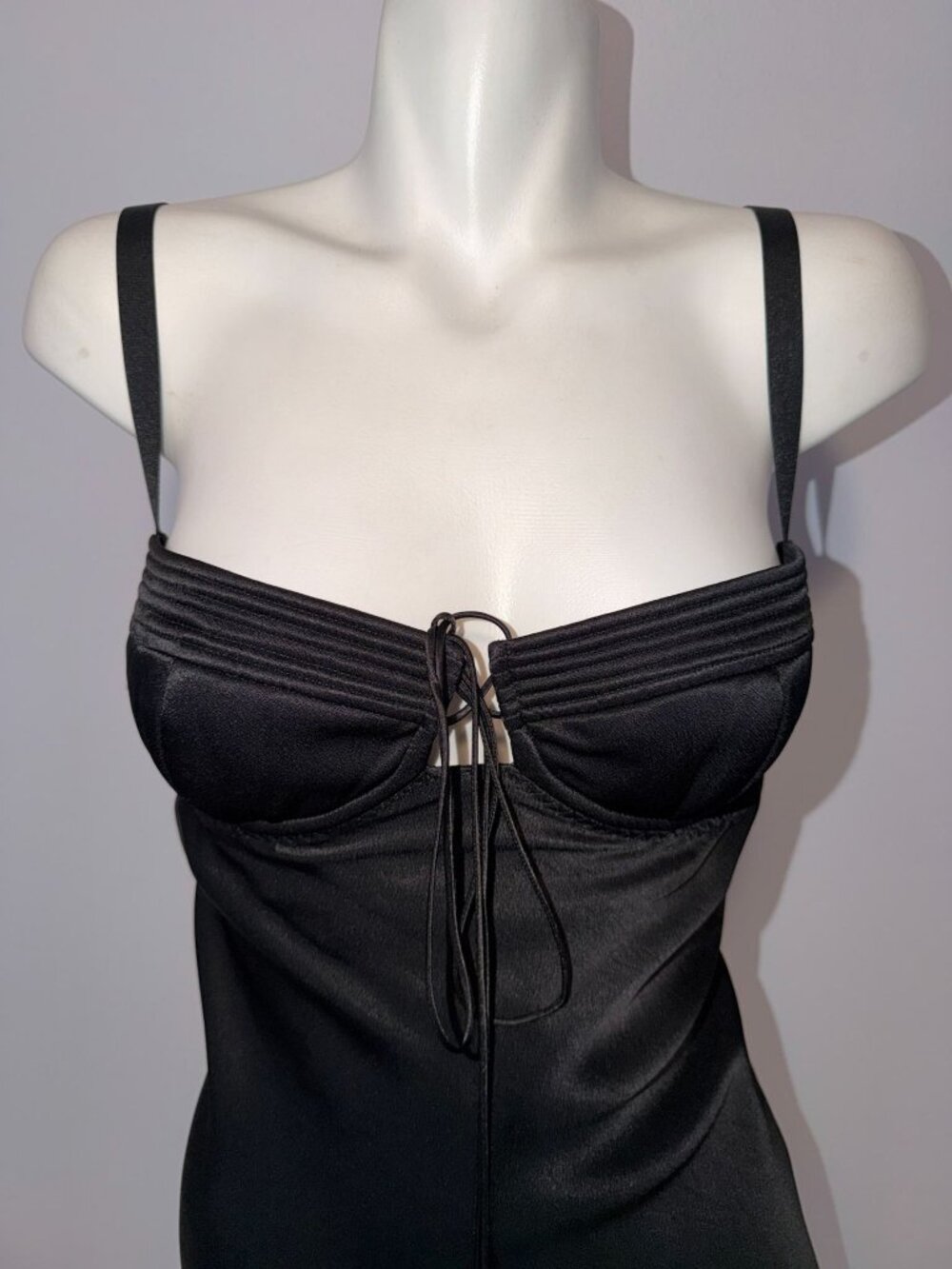 Anna October x J.Crew Black Lingerie Silk Satin Dress 14 NWT Bra Cup Corset Midi - Picture 8 of 8